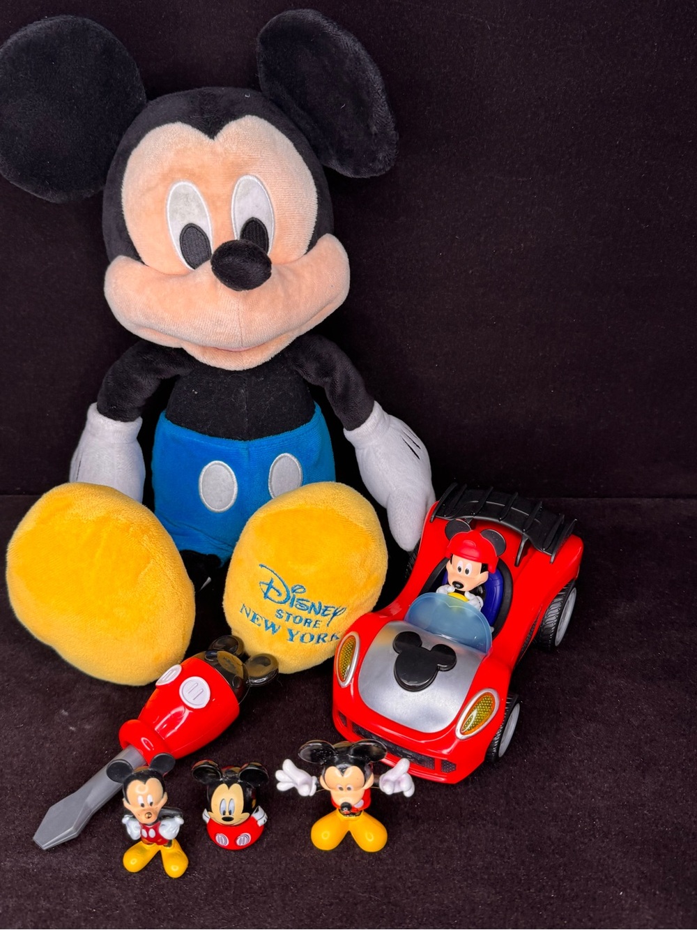 Disney Mickey Mouse Toy Lot with working Toy Car and small toys